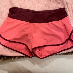 Maroon and Pink Lulu Lemon Shorts